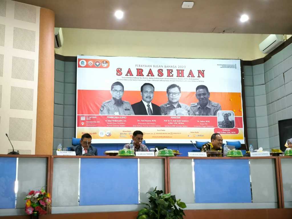 Sekretaris Disdik Sulsel Tampil Jadi Narasumber Sarasehan Bulan Bahasa di UNM